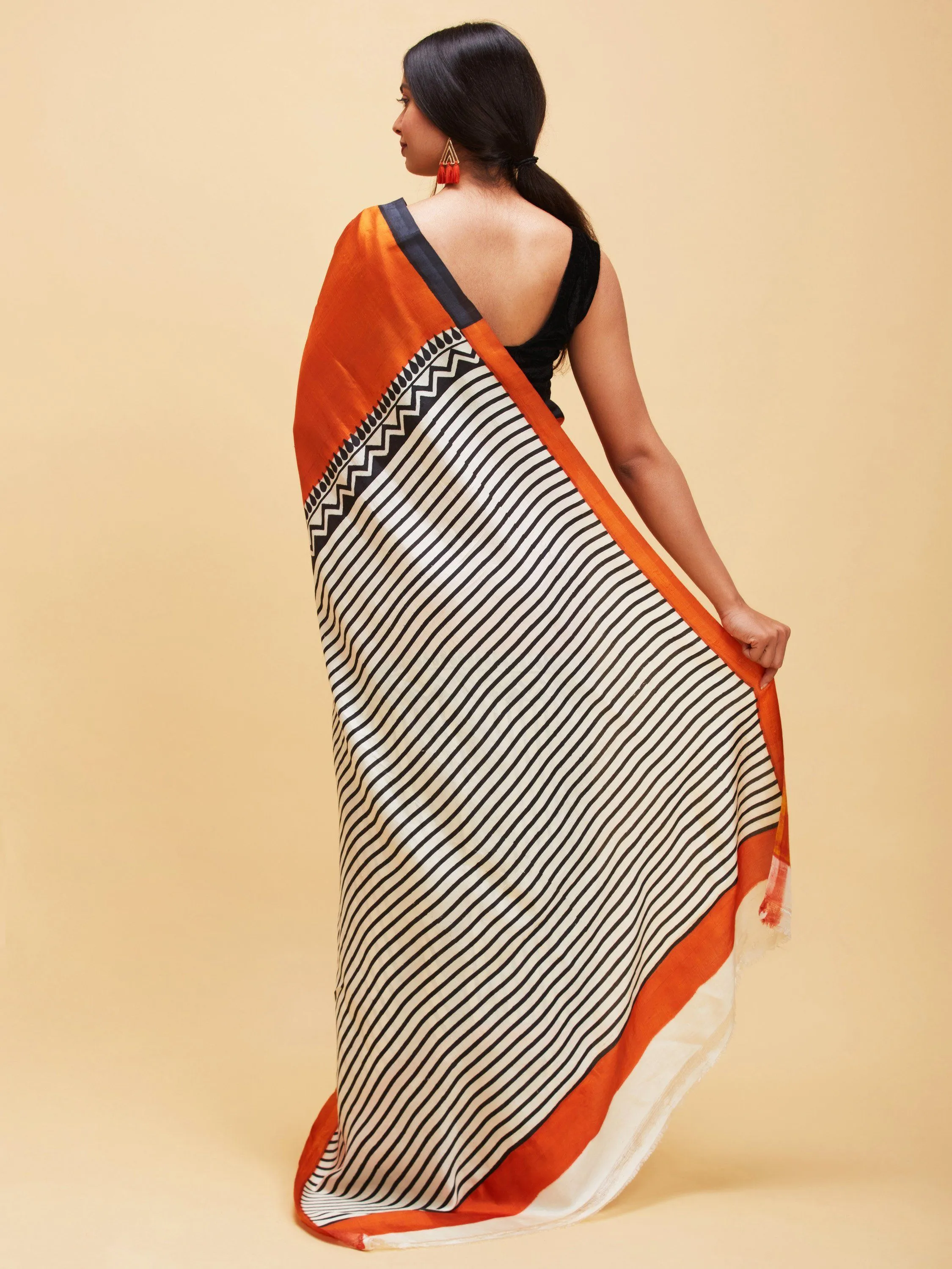 Orange Bishnupuri Silk Saree