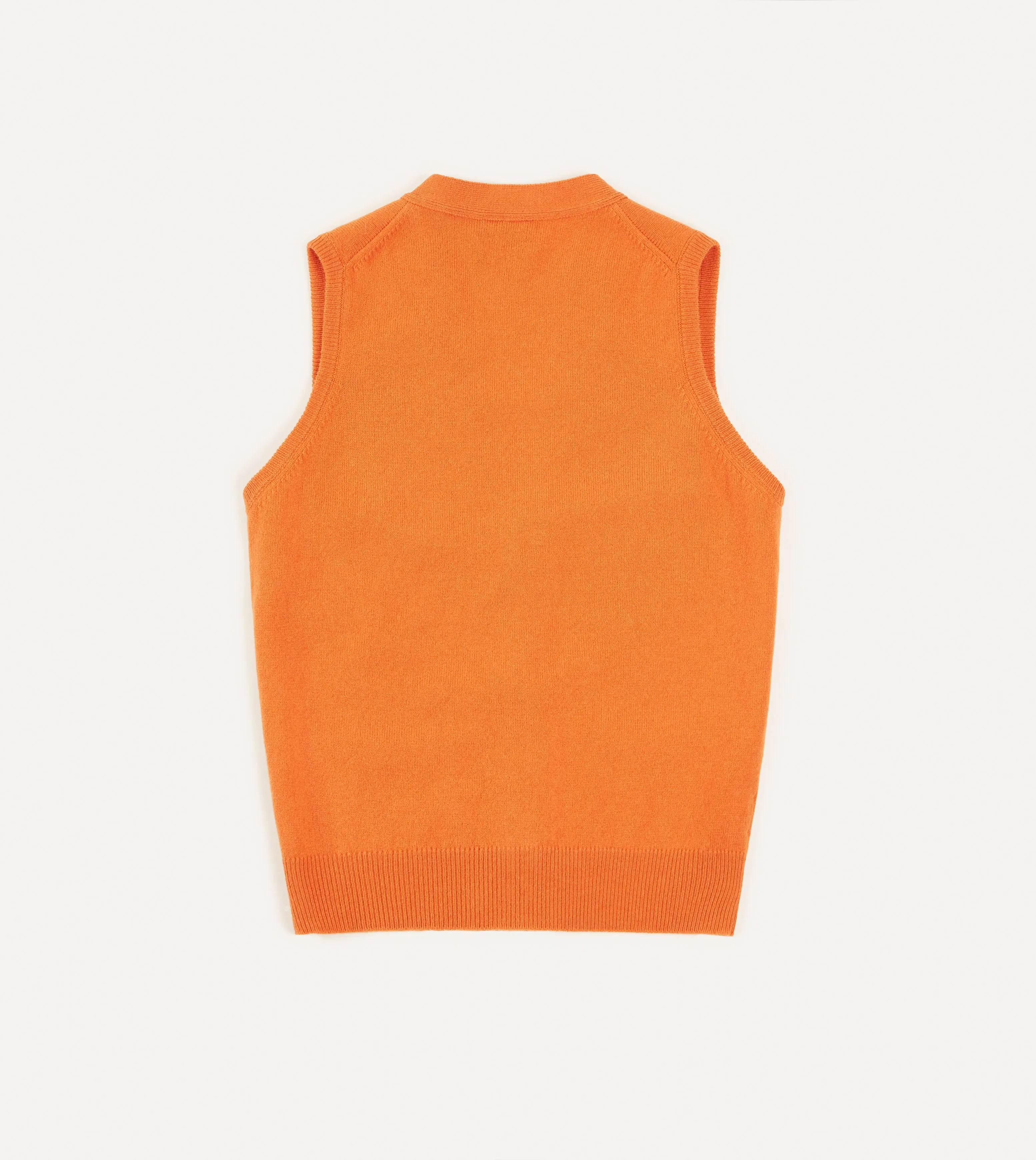 Orange Lambswool Sleeveless Cardigan