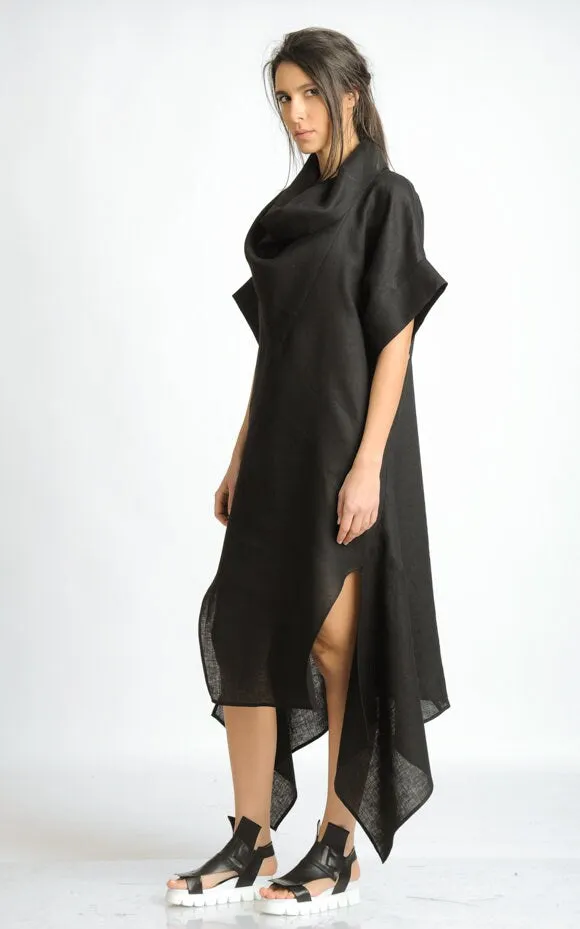 Oversize Black Linen Dress