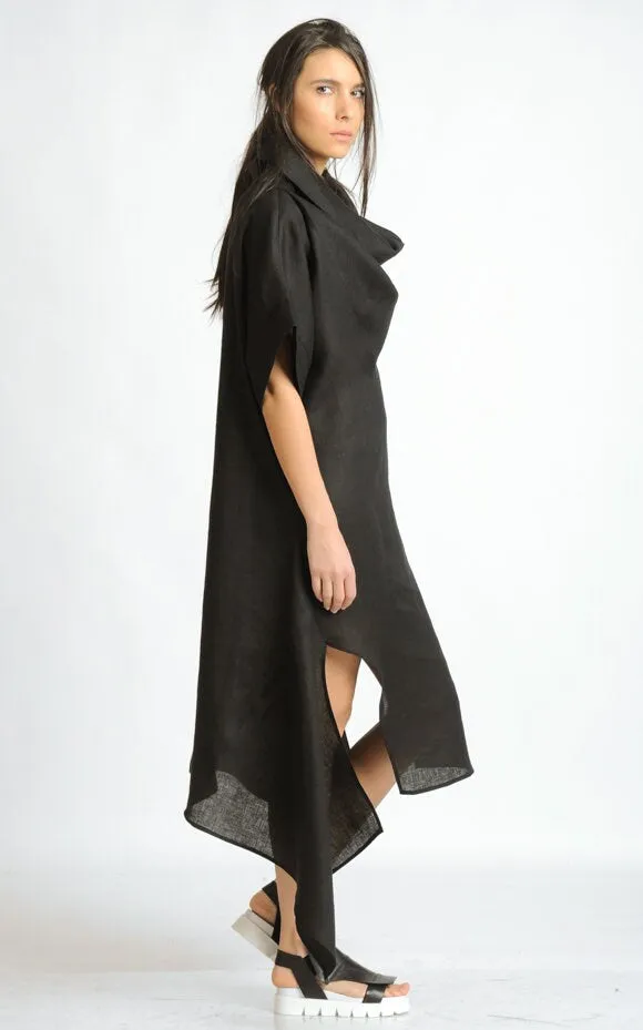 Oversize Black Linen Dress