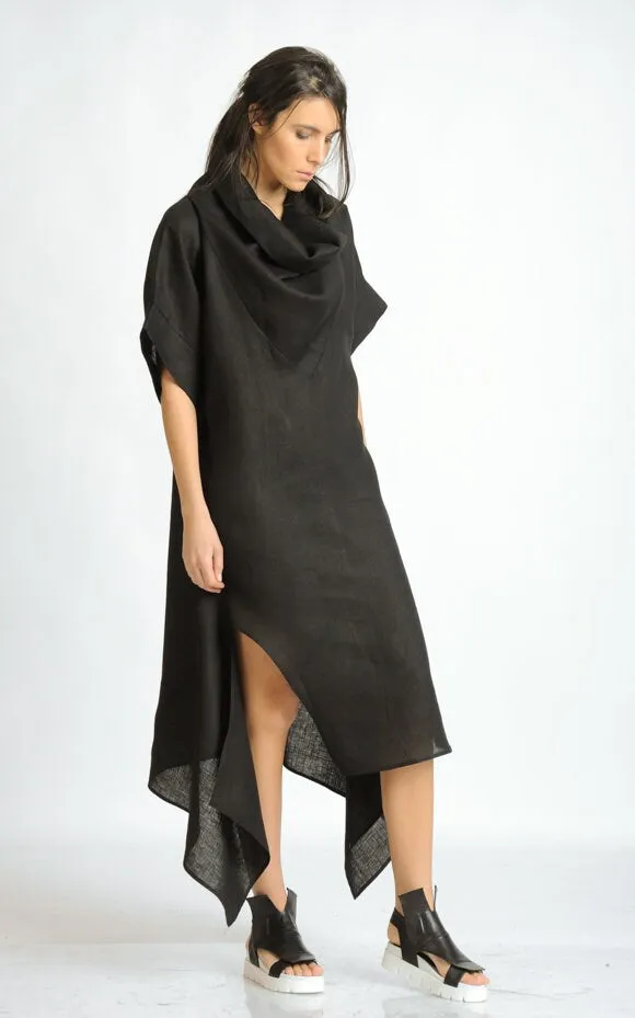 Oversize Black Linen Dress