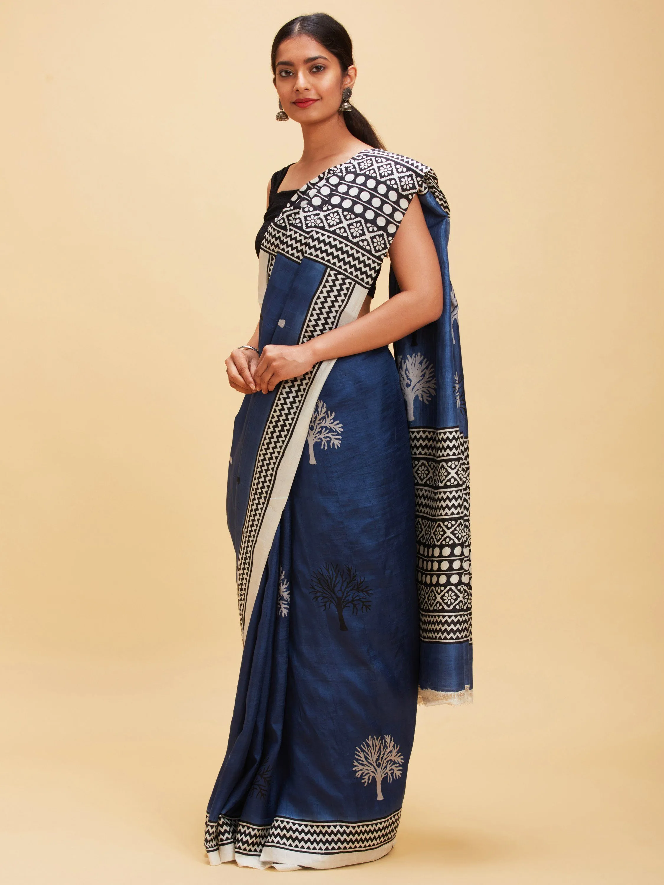 Pastel blue Bishnupuri silk saree