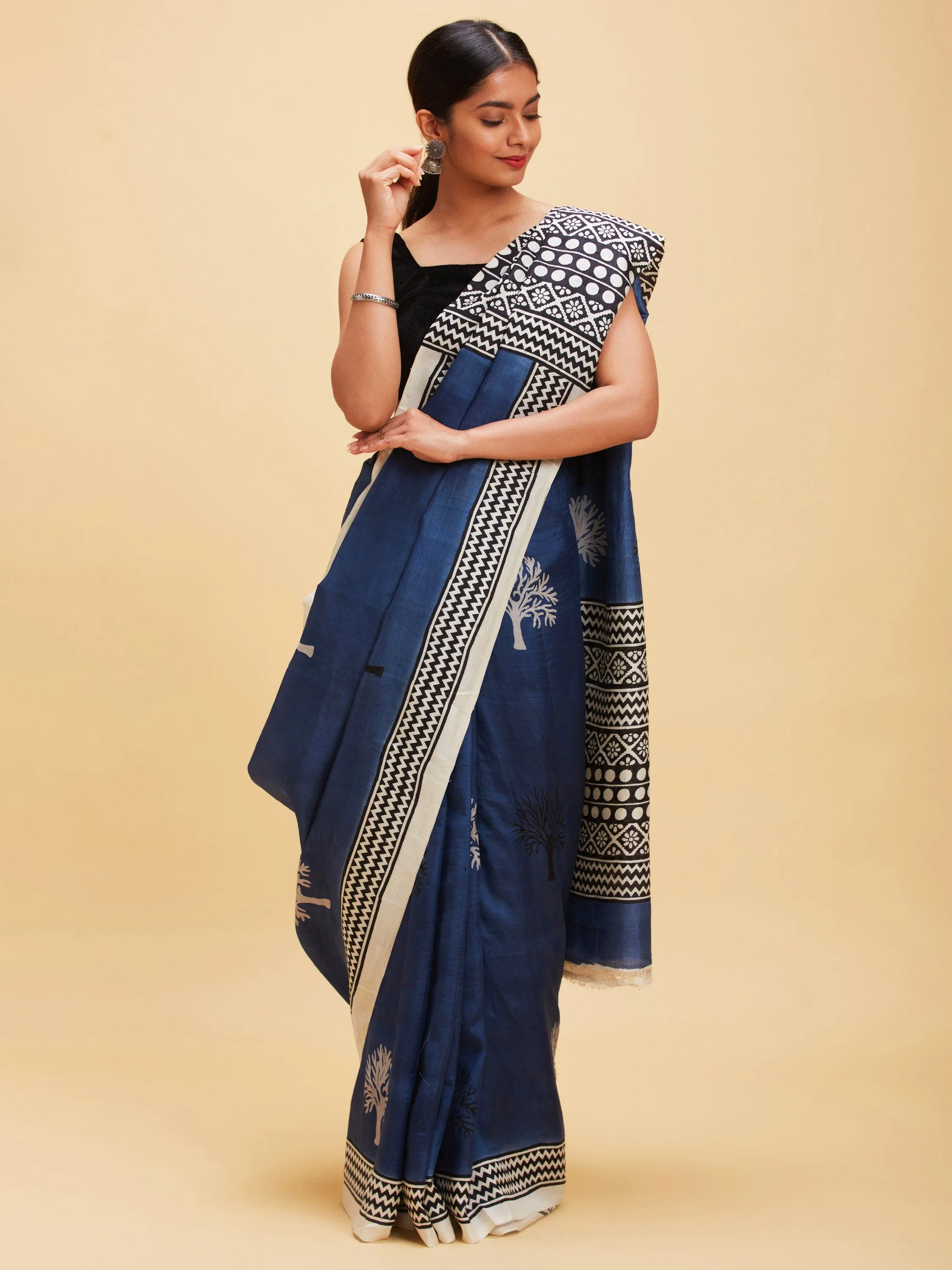 Pastel blue Bishnupuri silk saree