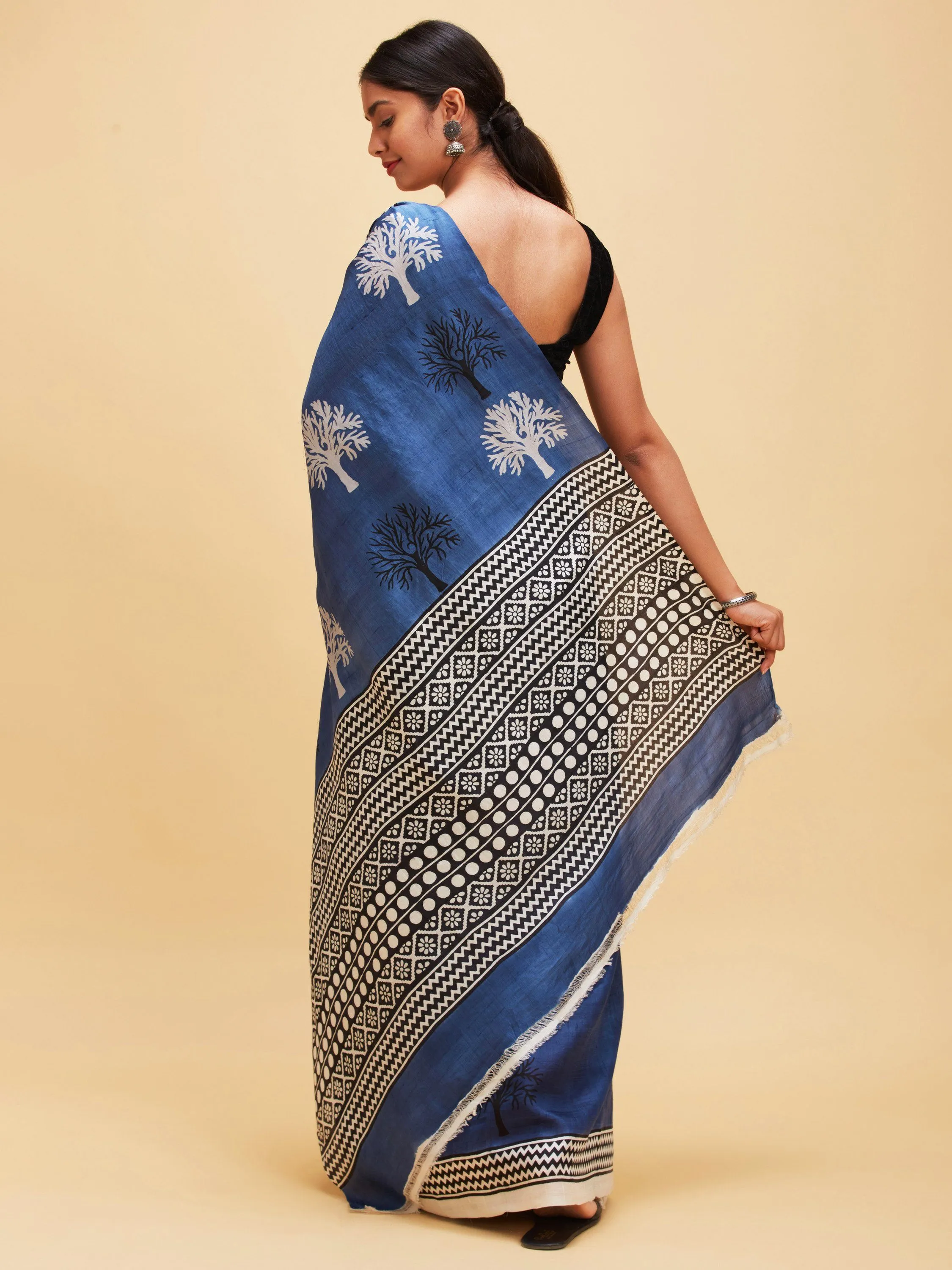 Pastel blue Bishnupuri silk saree