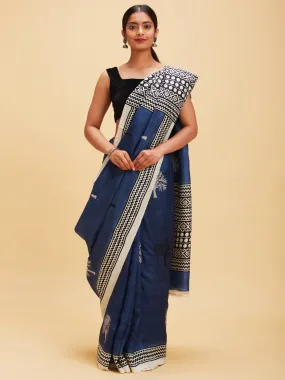 Pastel blue Bishnupuri silk saree