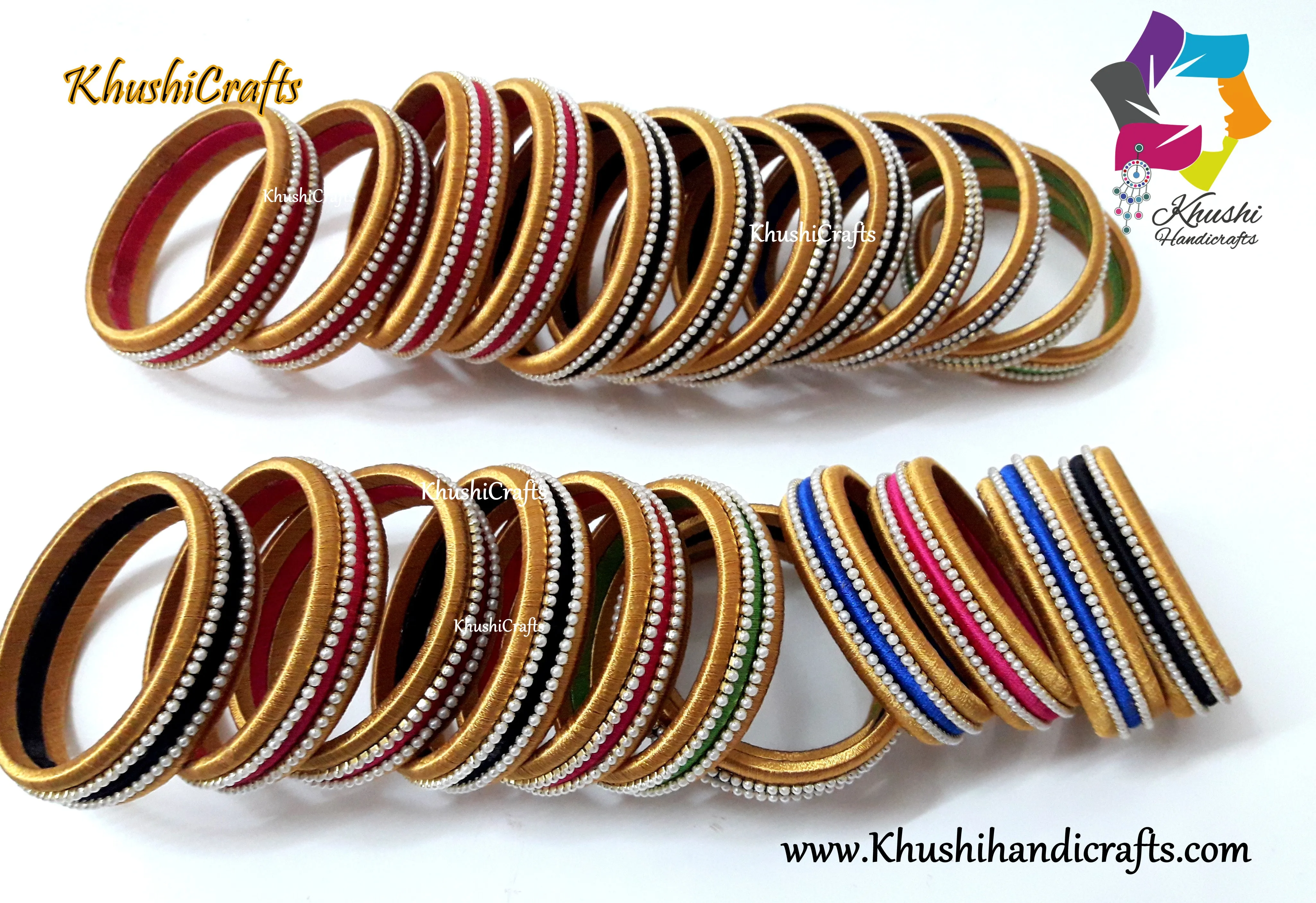 Pearl work Silk thread Bangles