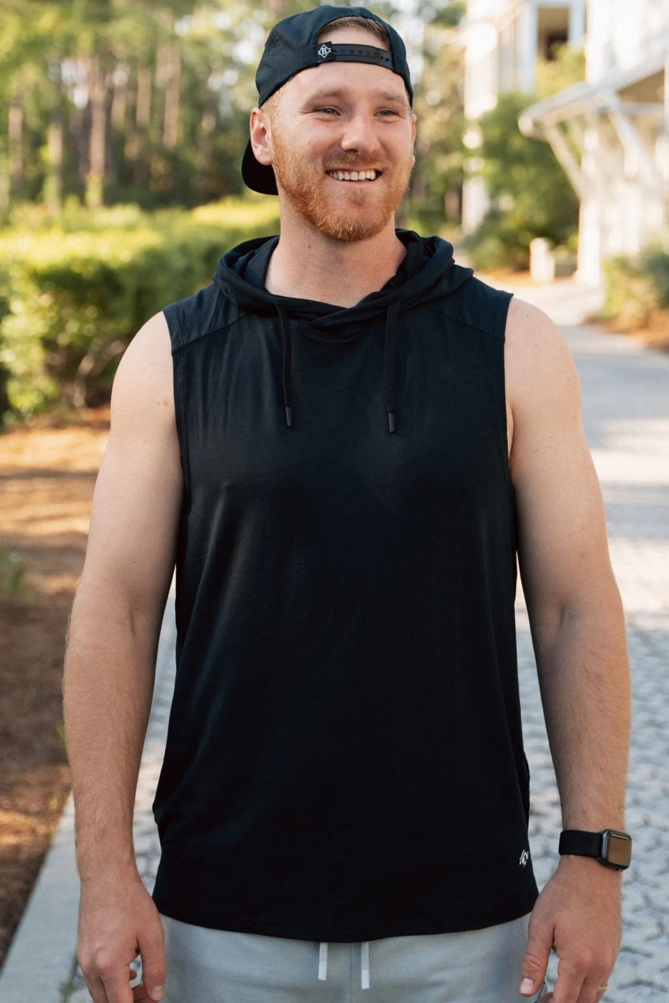 Performance Sleeveless Hoodie - Black