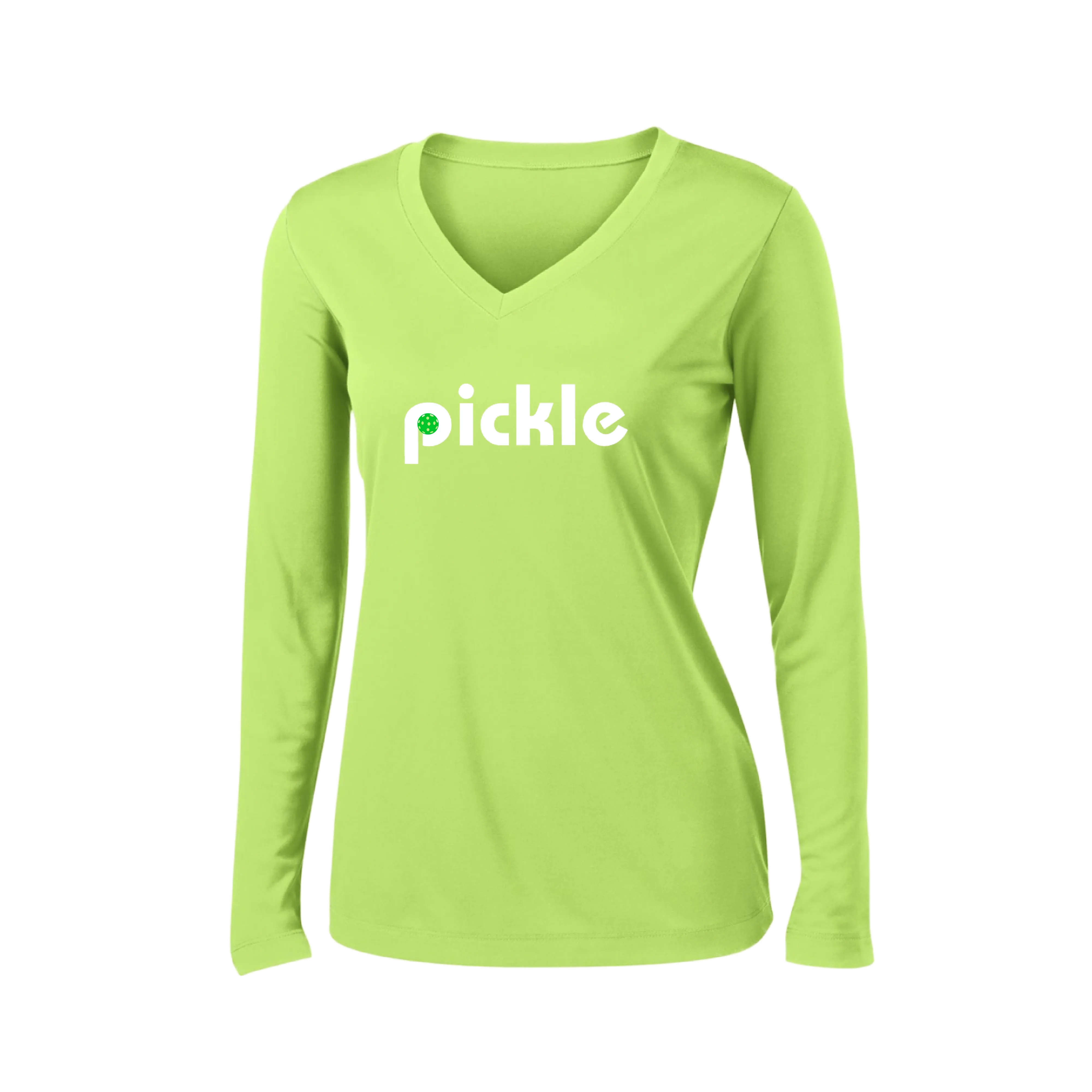 Pickle (Customizable) | Women's Long Sleeve V-Neck Pickleball Shirts | 100% Polyester