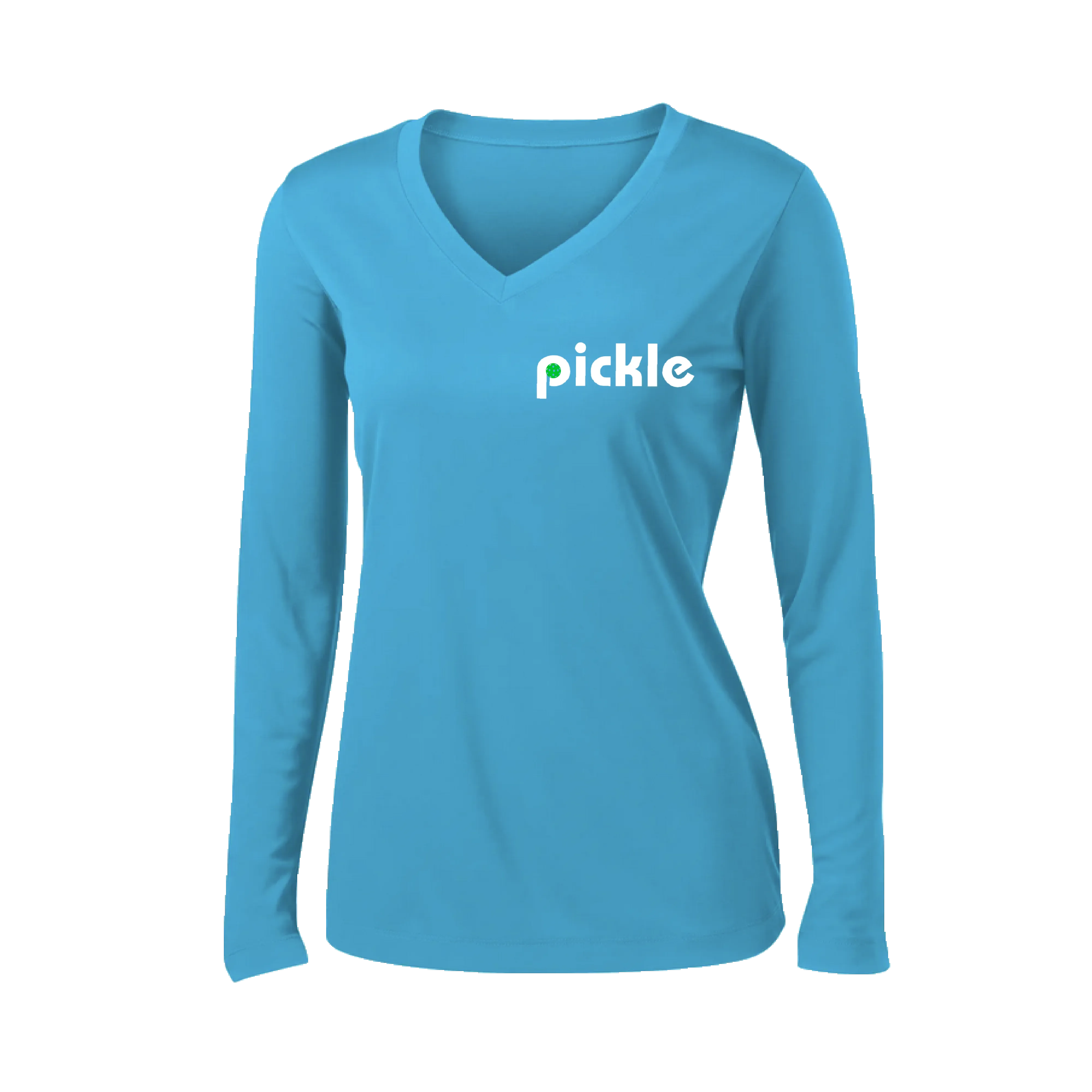 Pickle (Customizable) | Women's Long Sleeve V-Neck Pickleball Shirts | 100% Polyester