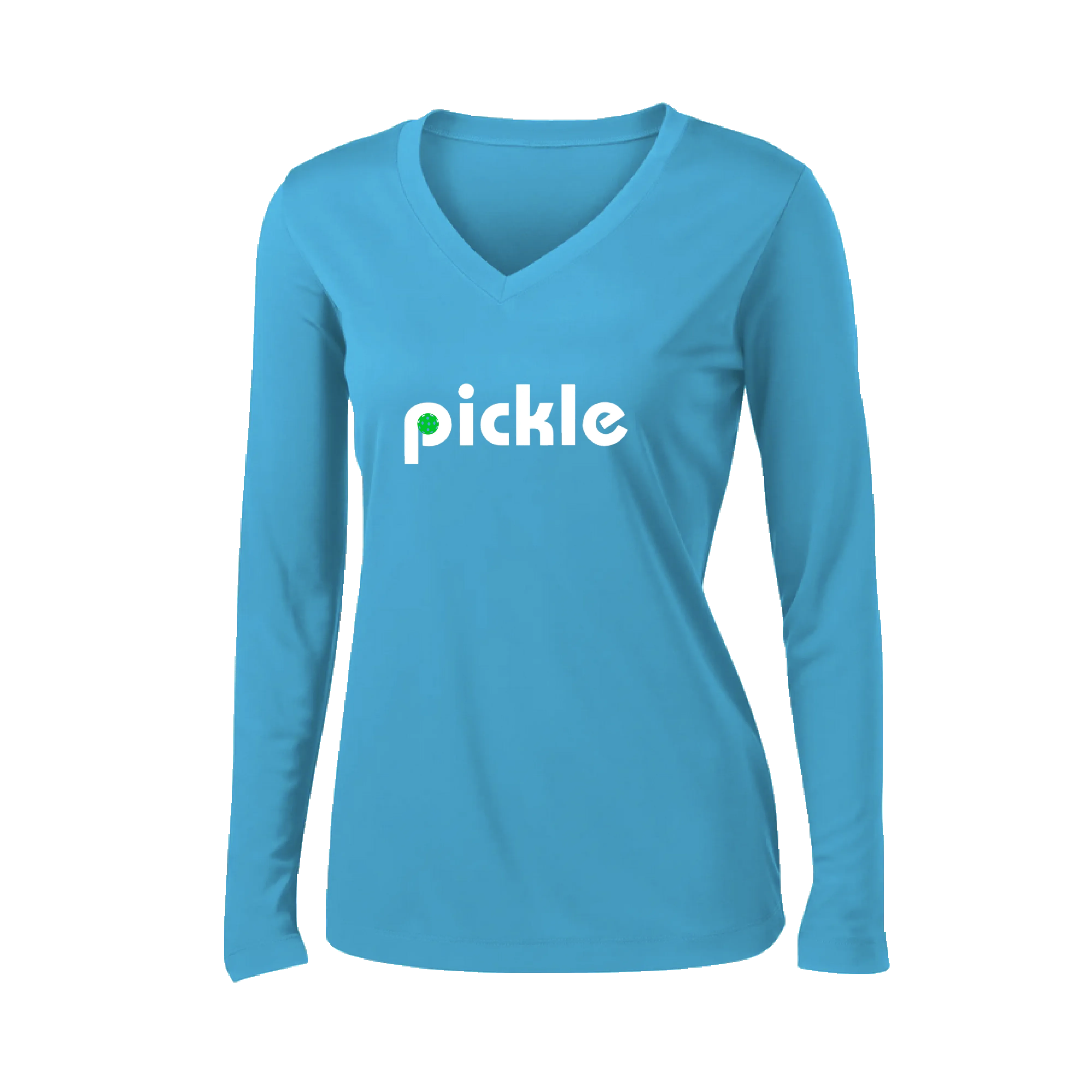 Pickle (Customizable) | Women's Long Sleeve V-Neck Pickleball Shirts | 100% Polyester