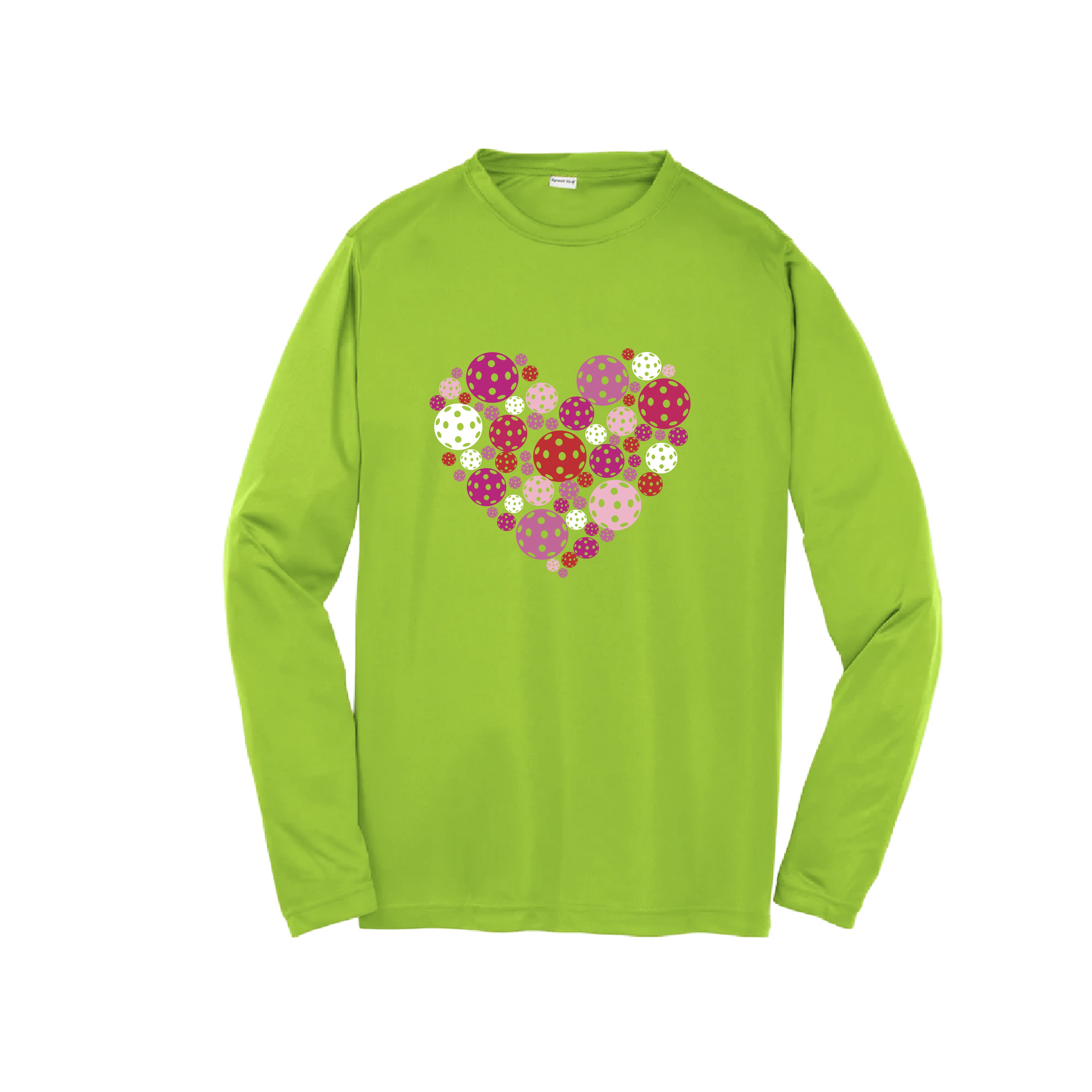 Pickleball Heart | Youth Long Sleeve Athletic Pickleball Shirt | 100% Polyester