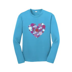 Pickleball Heart | Youth Long Sleeve Athletic Pickleball Shirt | 100% Polyester