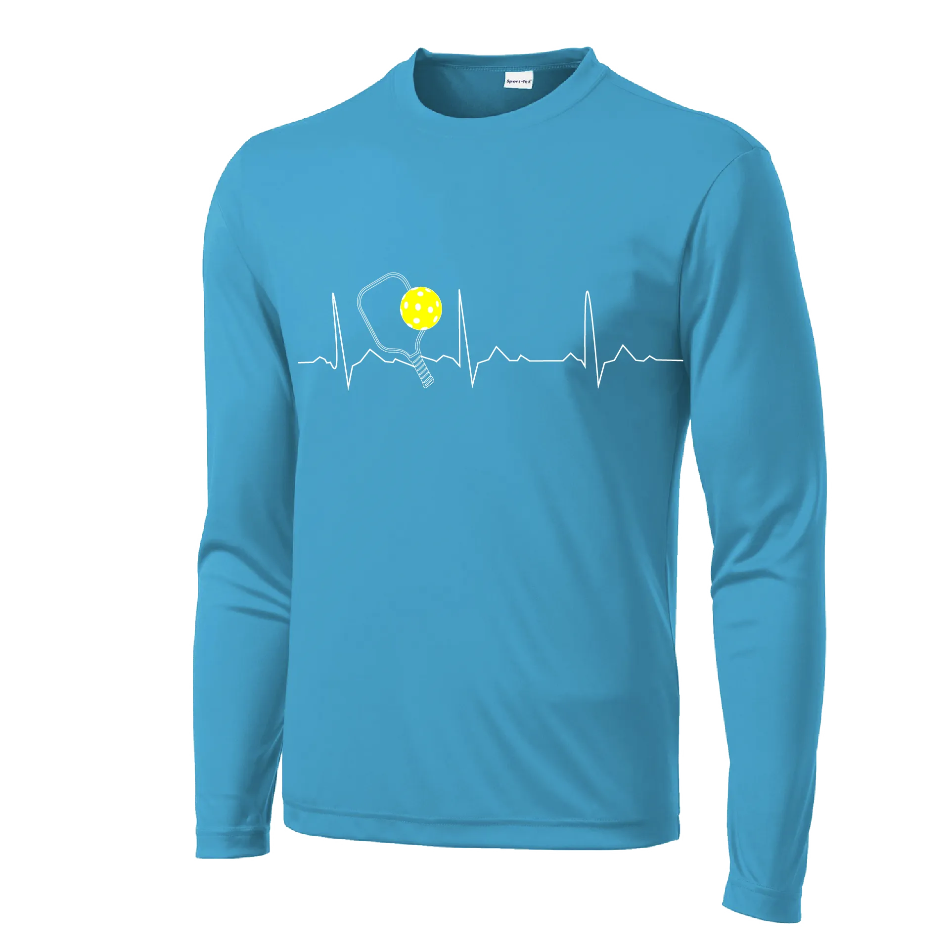 Pickleball Heartbeat EKG | Men's Long Sleeve Athletic Pickleball Shirt | 100% Polyester