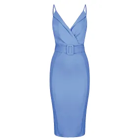 Pretty Blue Strappy Bodycon Wiggle Dress