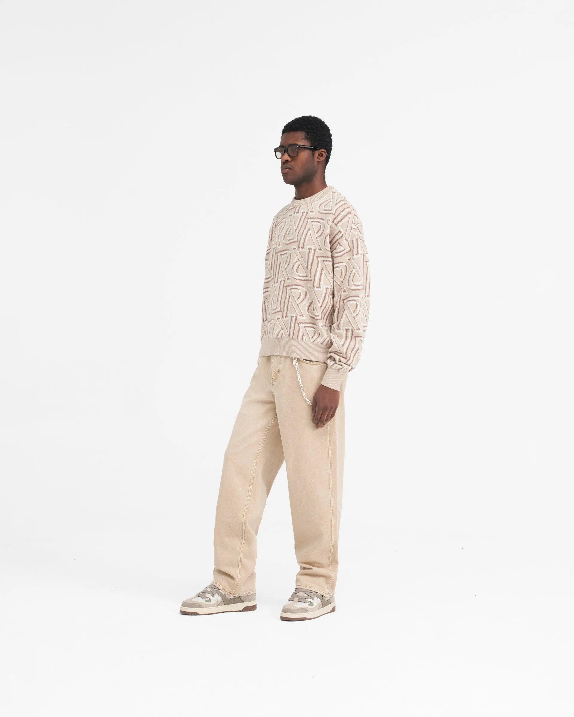 Optimized title: R3 Baggy Denim - Distressed Cashmere