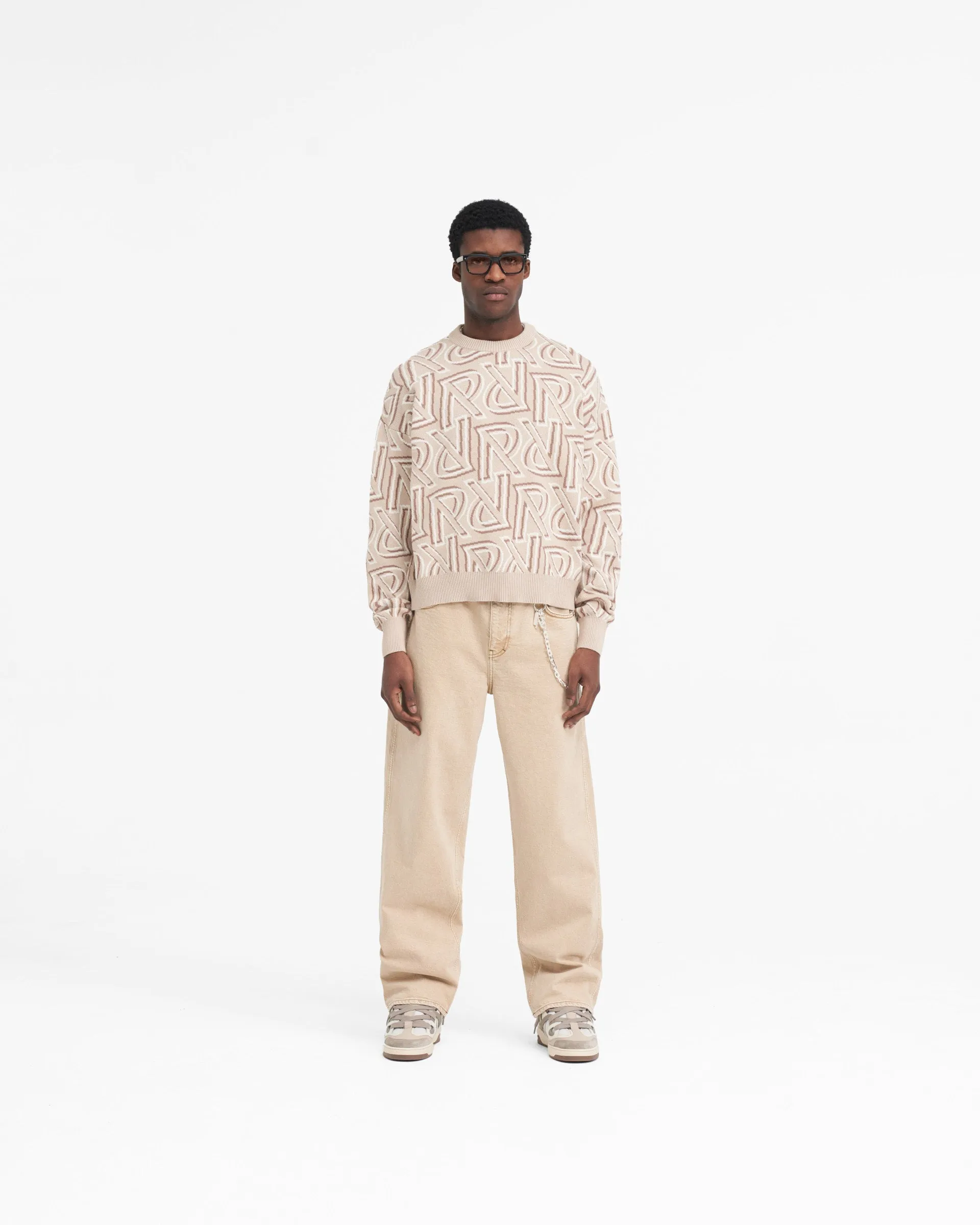 Optimized title: R3 Baggy Denim - Distressed Cashmere