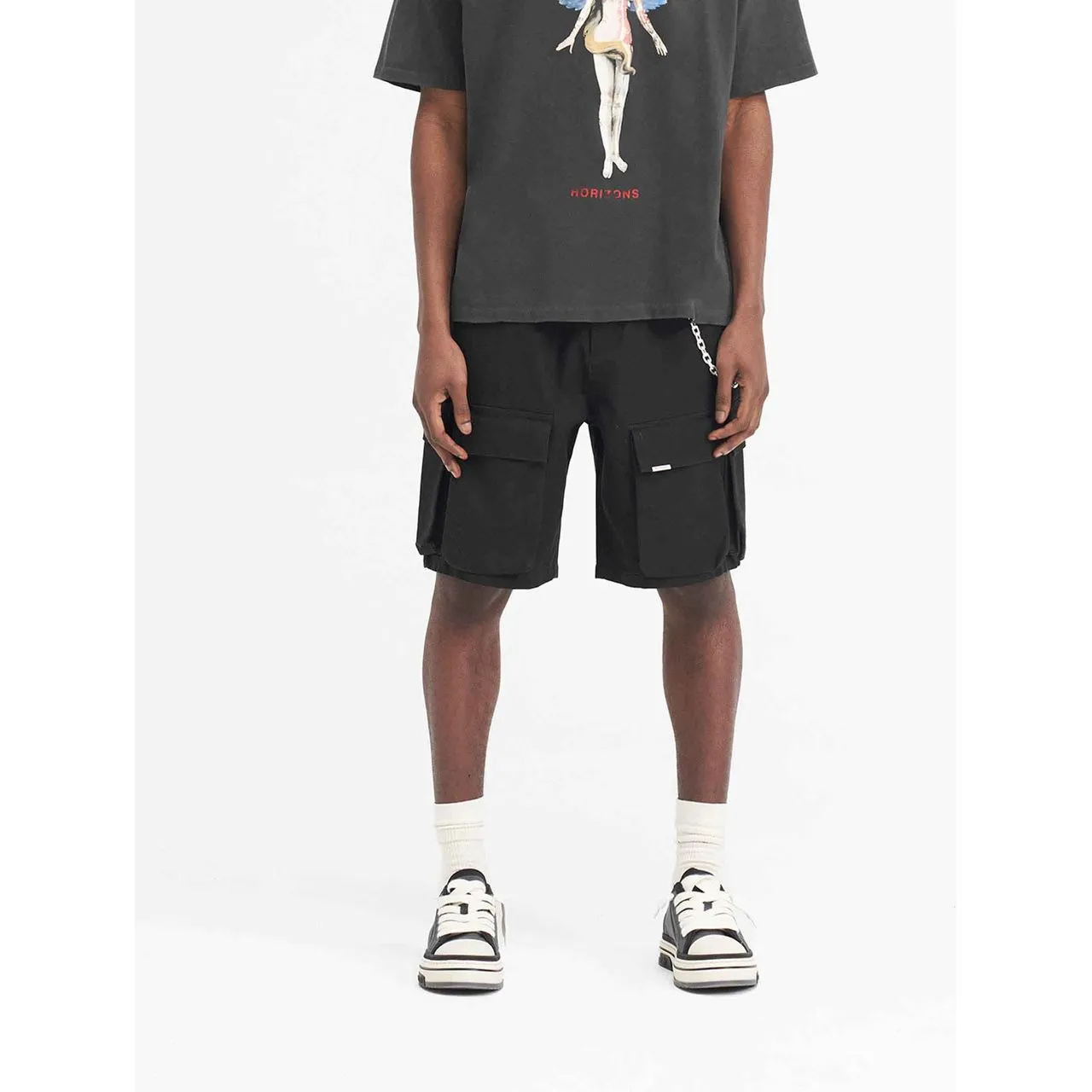 Represent Baggy Cotton Cargo Short Black