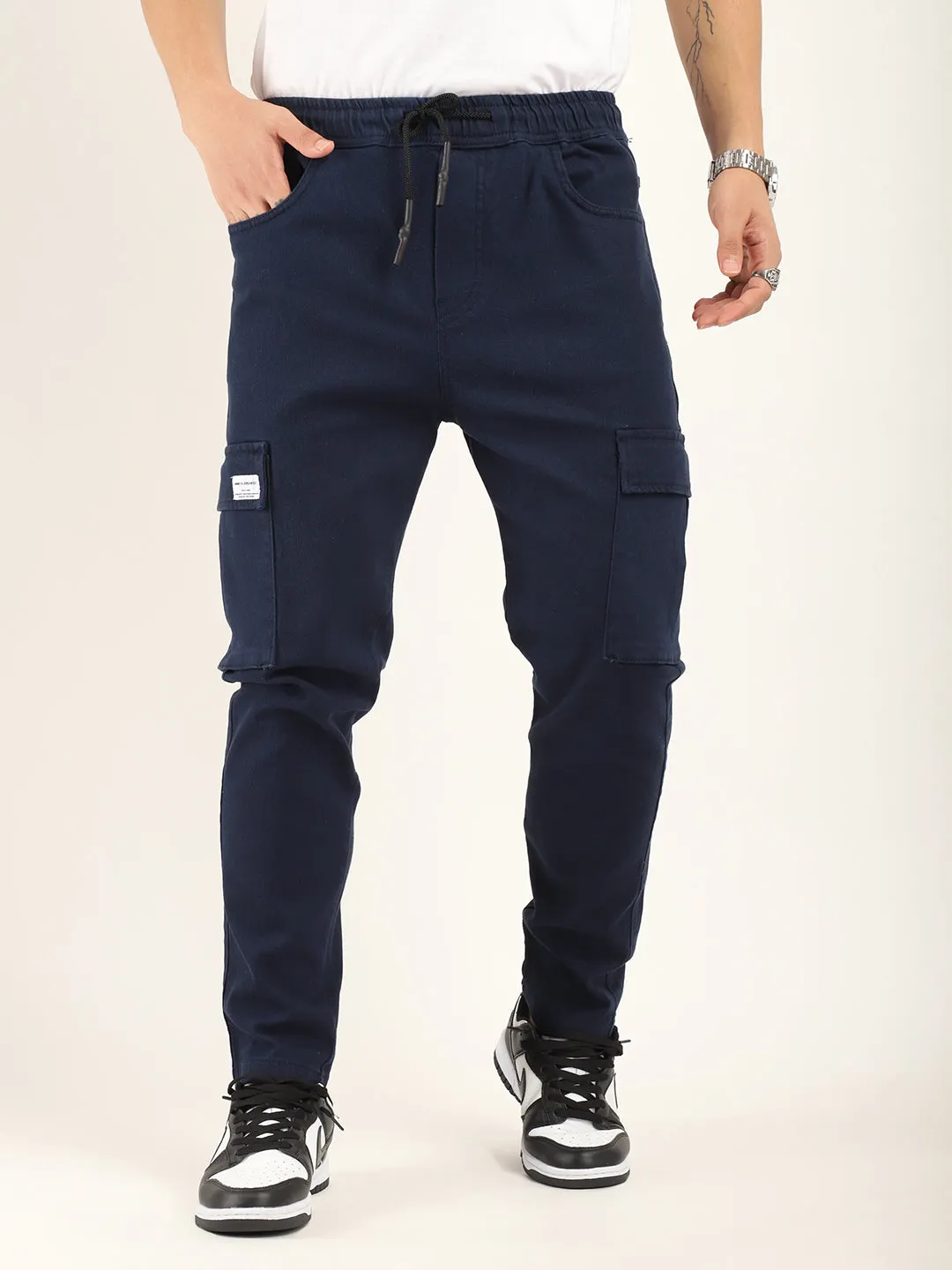 Rockin Navy Baggy Fit Cotton Cargo