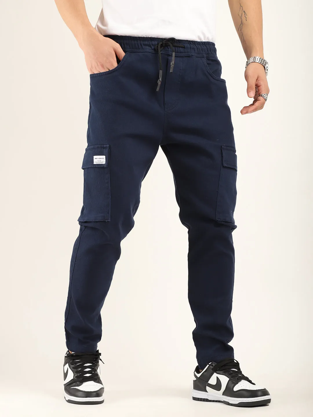 Rockin Navy Baggy Fit Cotton Cargo