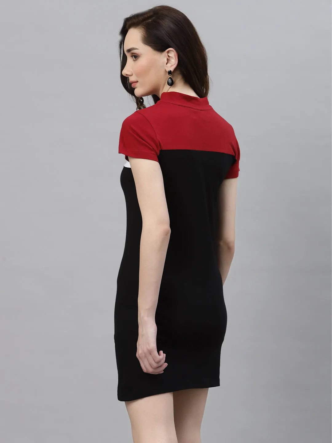 Round Neck Color Block Bodycon Dress