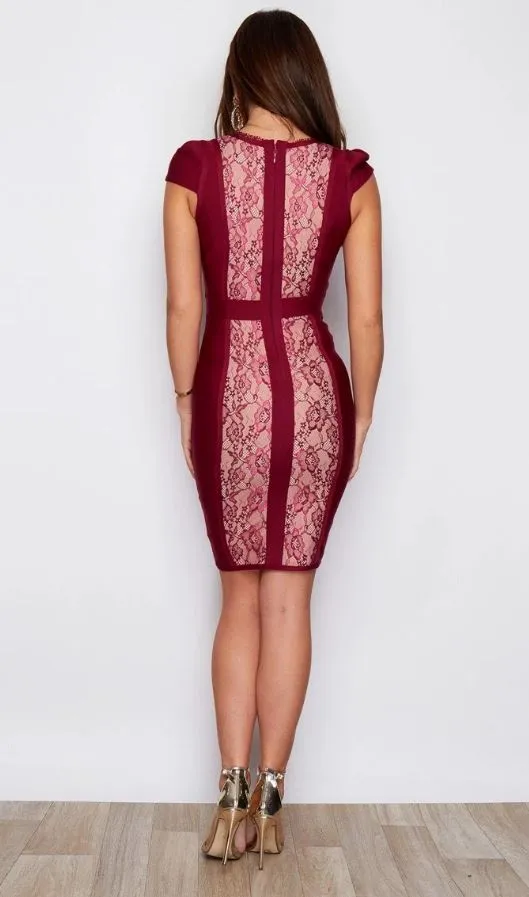 SCARLETT V NECK MIDI BODYCON DRESS