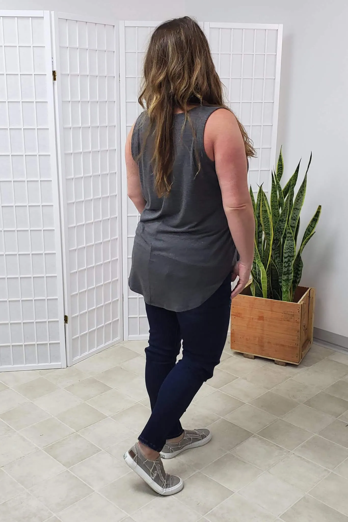 Serena Charcoal Sleeveless Top