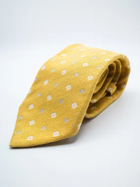 Silk Floral Print Tie - Yellow