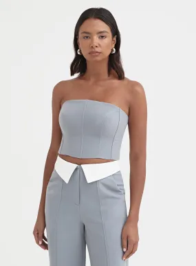 Slate Blue Bandeau Tailored Corset Top - Haley