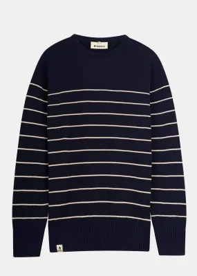 Strickpullover BÖÖT Navy-Beige-Striped