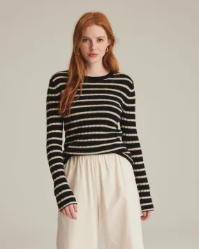 Striped Cashmere Ribbed Sweater