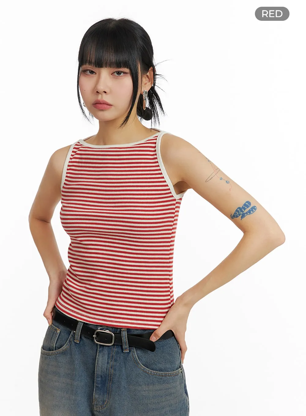 Striped Cotton Sleeveless Top IM414