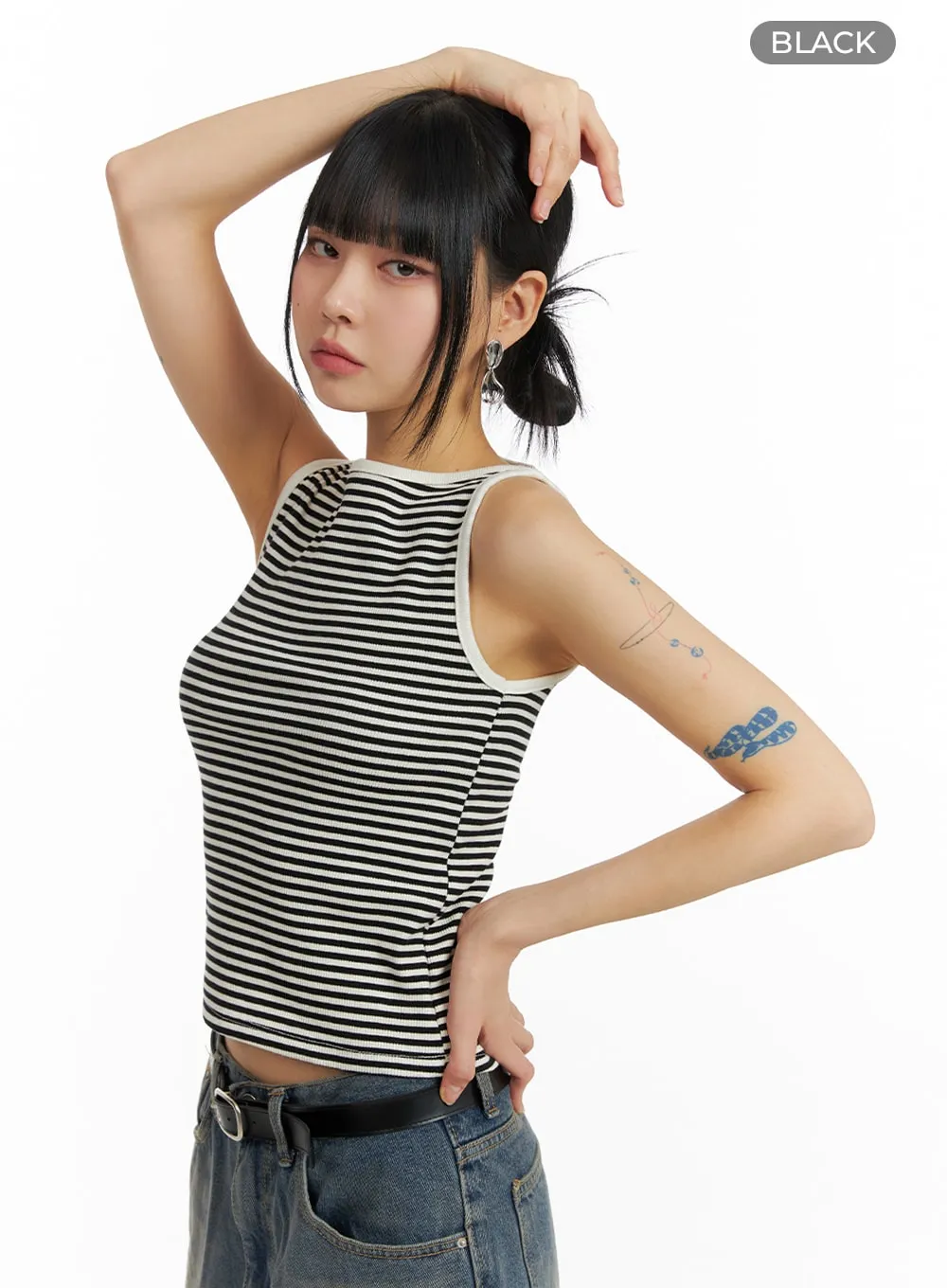 Striped Cotton Sleeveless Top IM414