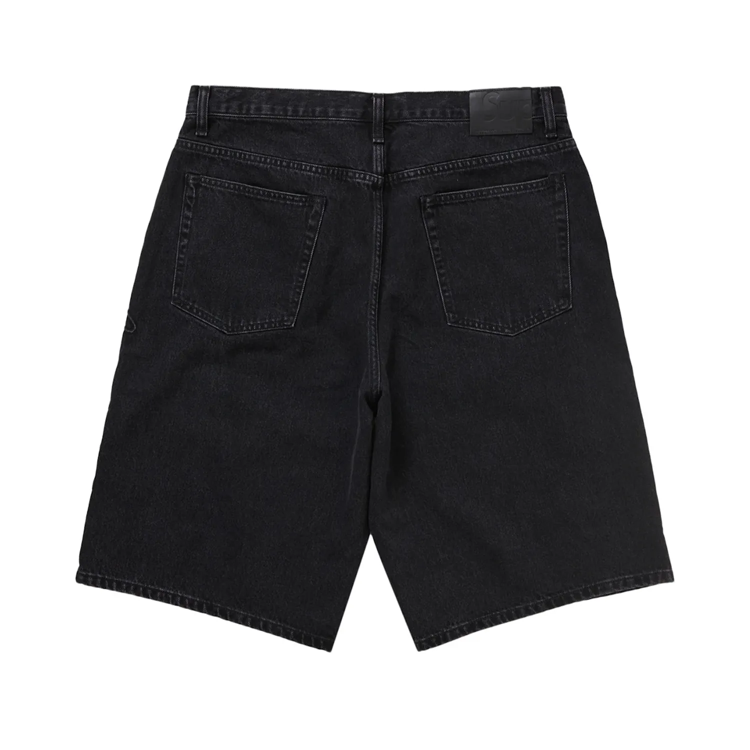 Supreme Script Baggy Denim Shorts Washed Black