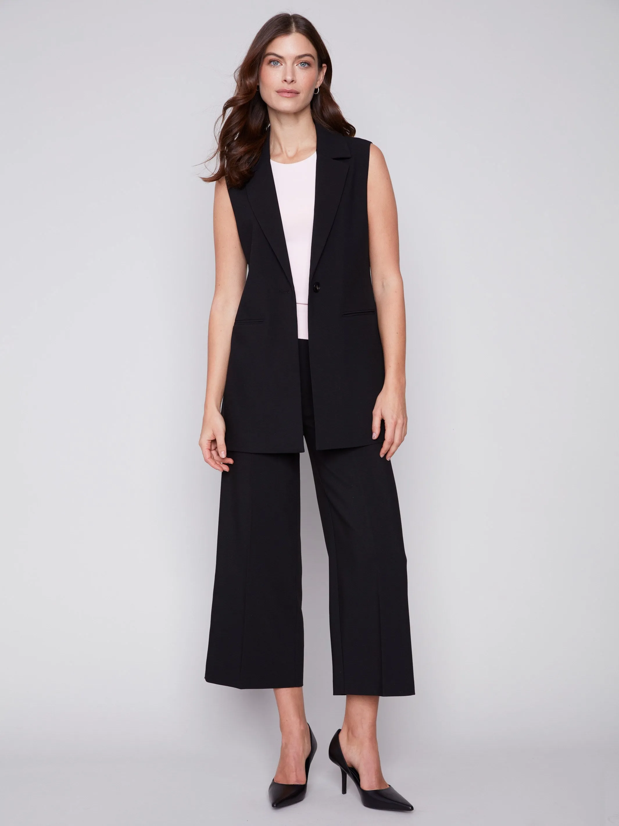 Tailored Blazer Vest - Black