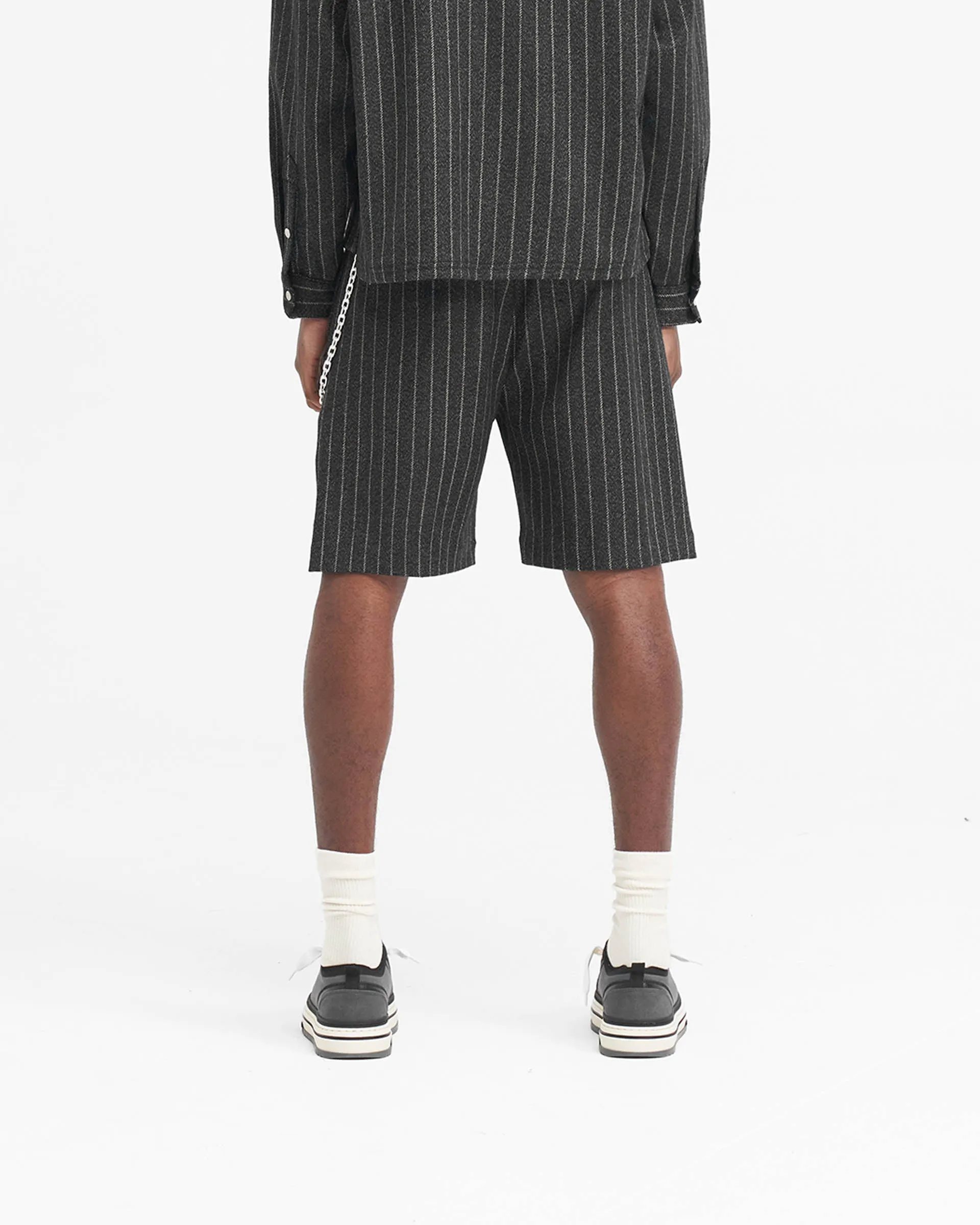 Tailored Short - Black Pinstripe