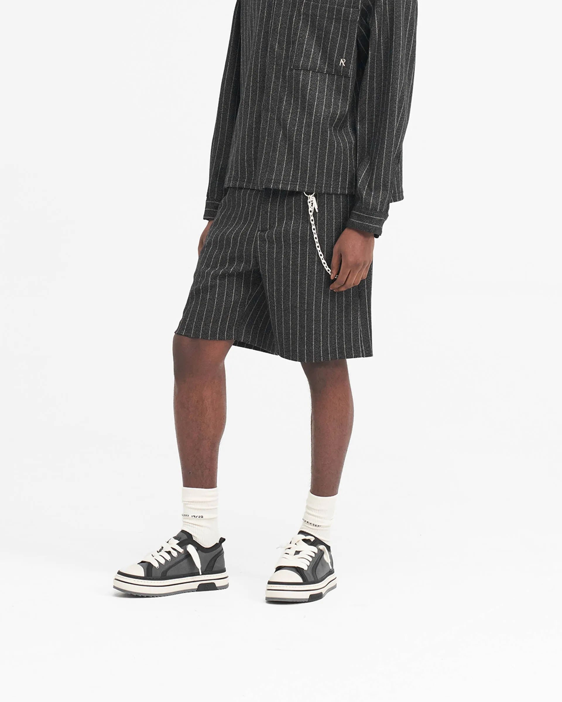 Tailored Short - Black Pinstripe