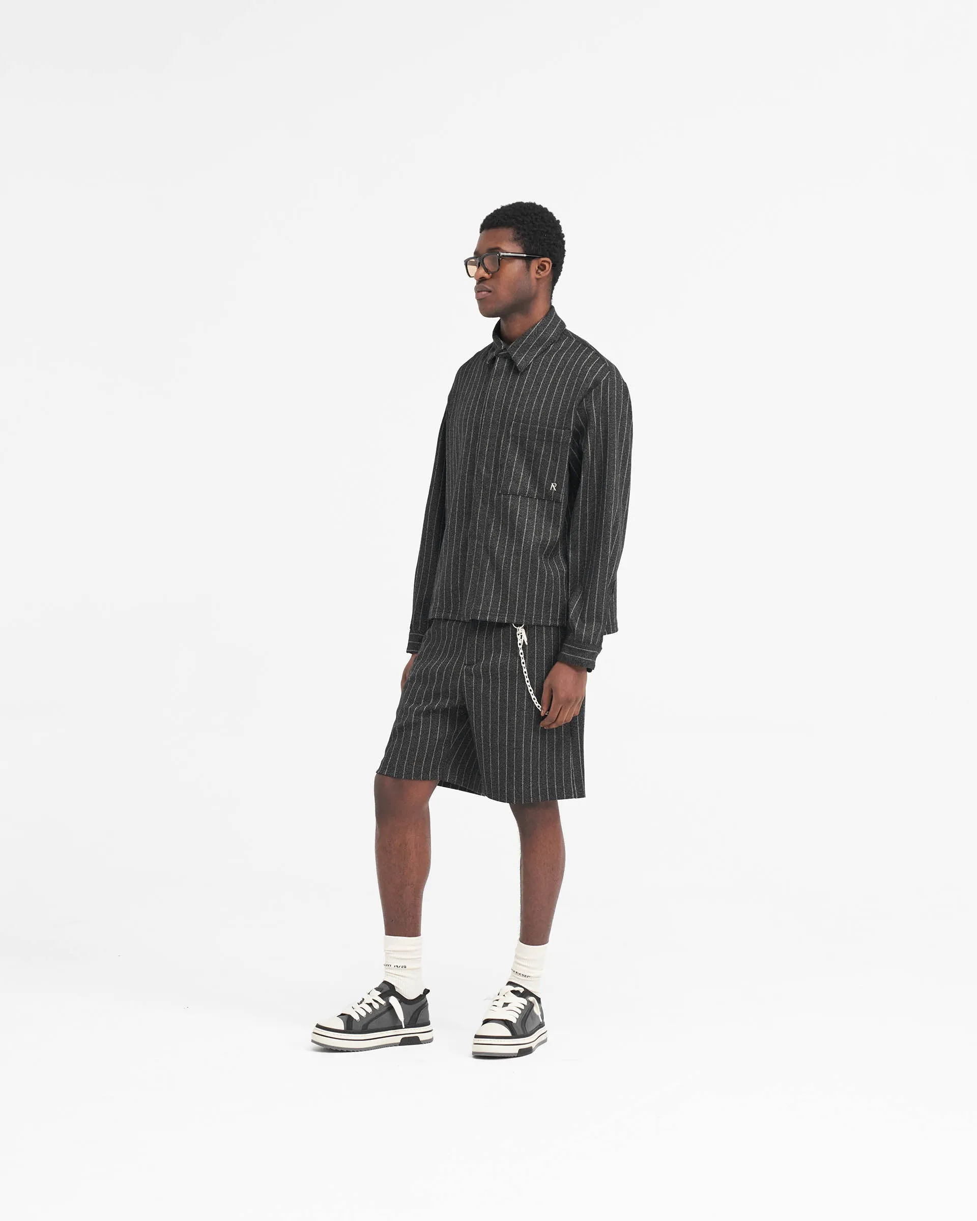 Tailored Short - Black Pinstripe