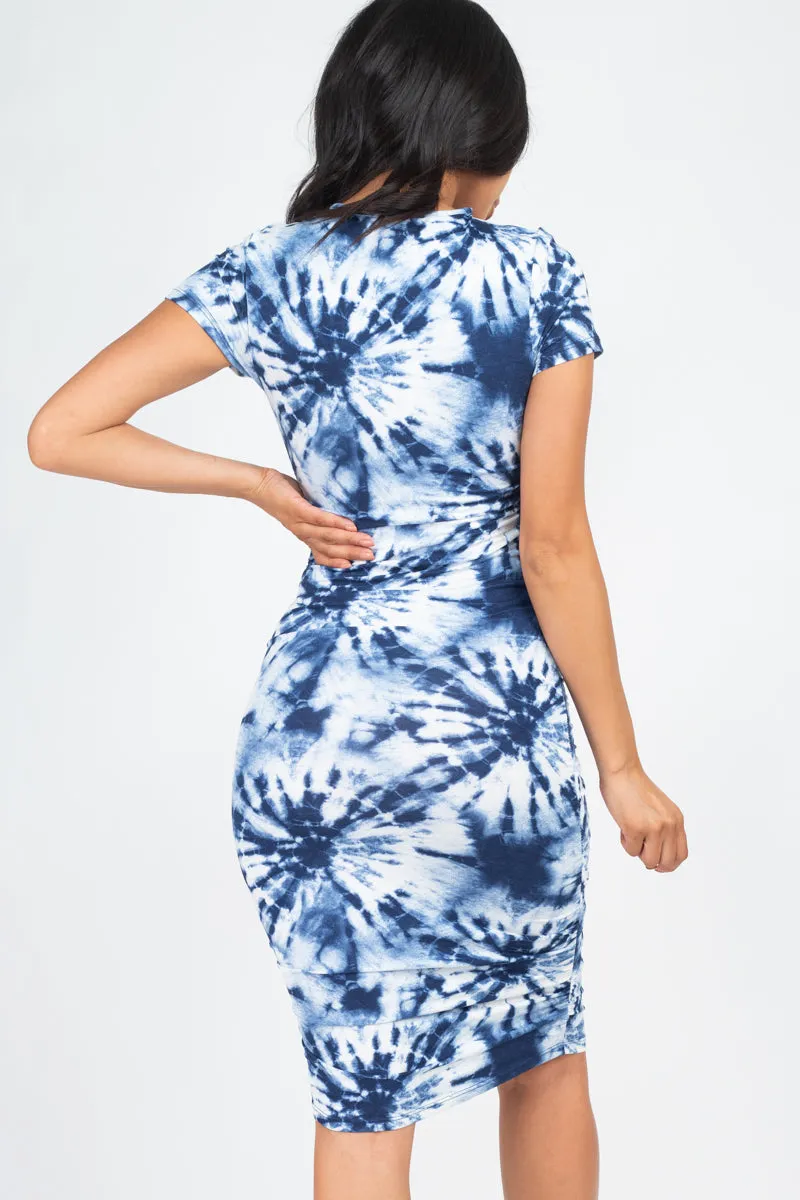 Tie-Dye Ruched Bodycon Dress