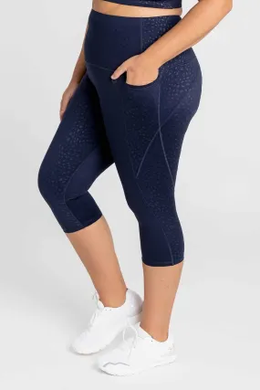 Training Pocket 3/4 Length Tight - Navy Leopard