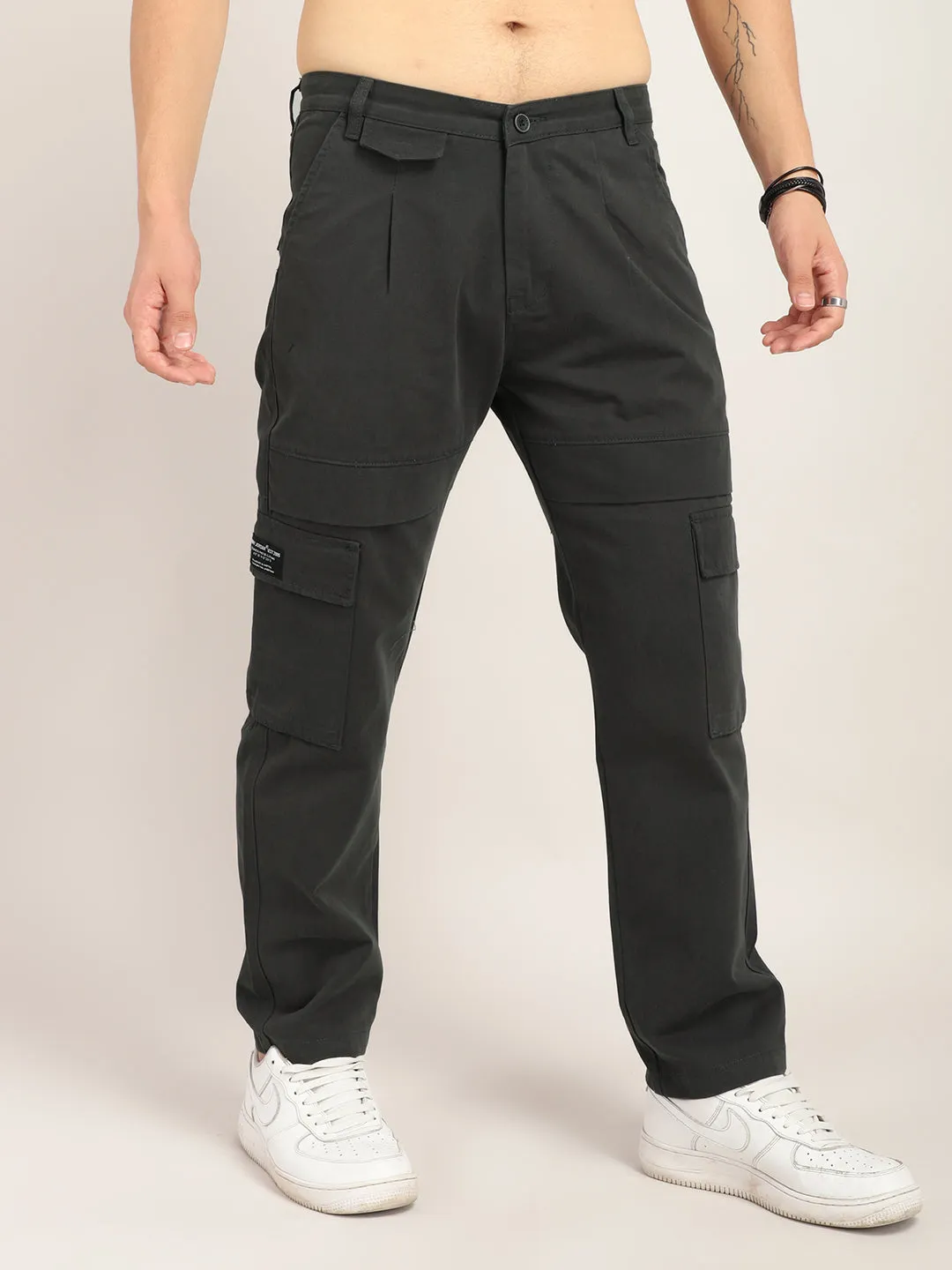 Trippy Dark Grey Baggy Fit Denim Cargo