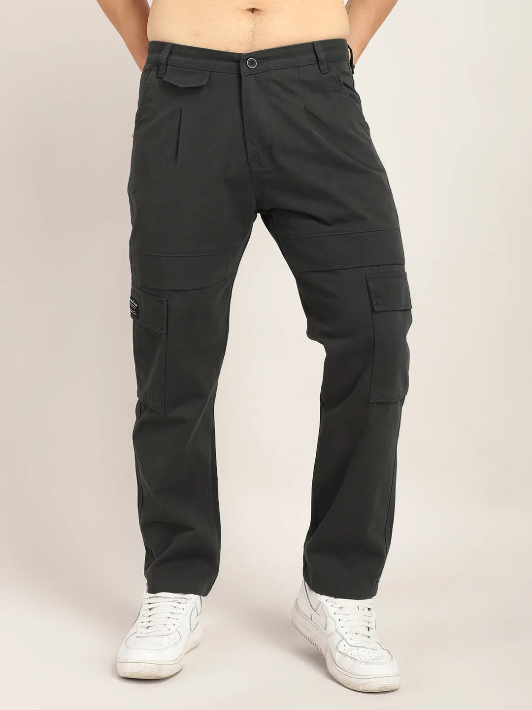 Trippy Dark Grey Baggy Fit Denim Cargo