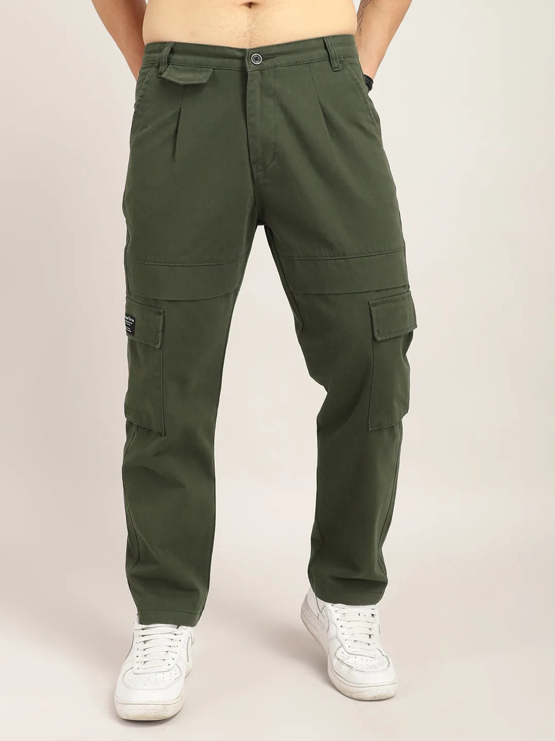 Trippy Olive Baggy Fit Denim Cargo