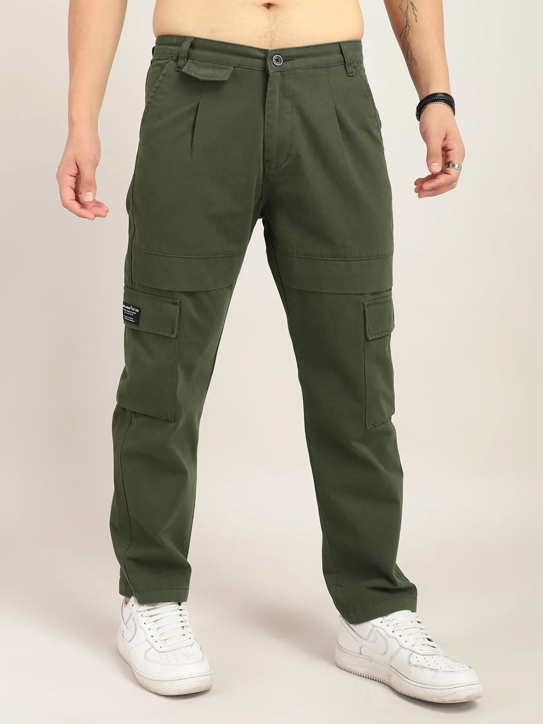 Trippy Olive Baggy Fit Denim Cargo