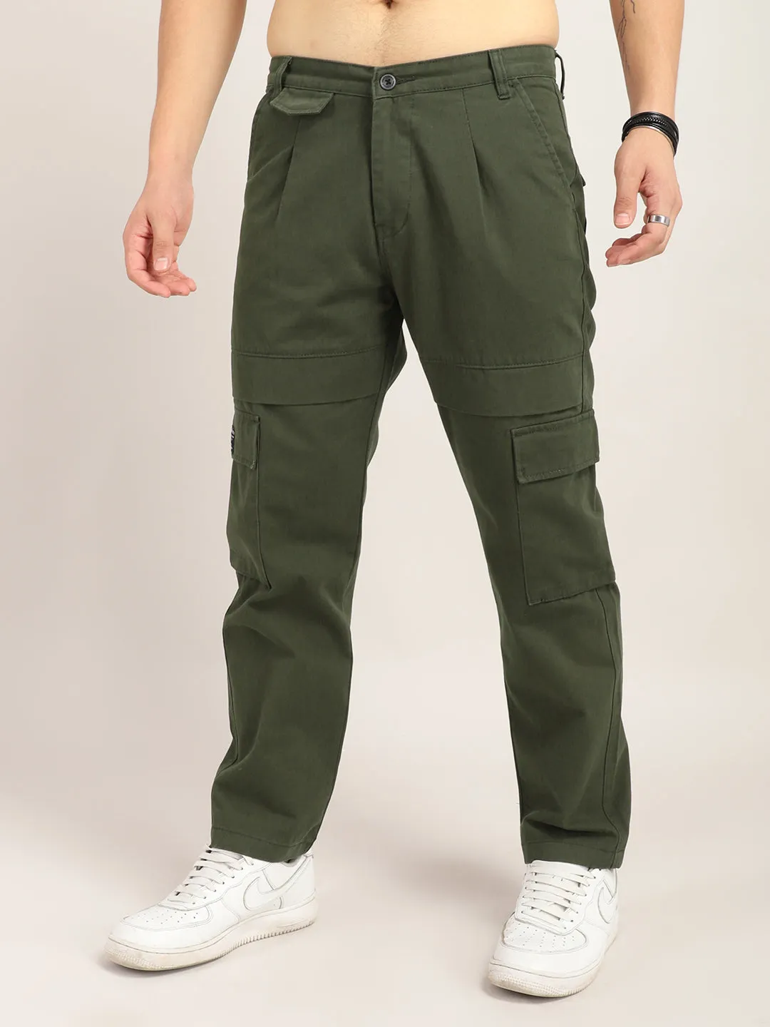 Trippy Olive Baggy Fit Denim Cargo