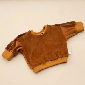 VELOUR baby baggy sweater - CARAMEL stripe