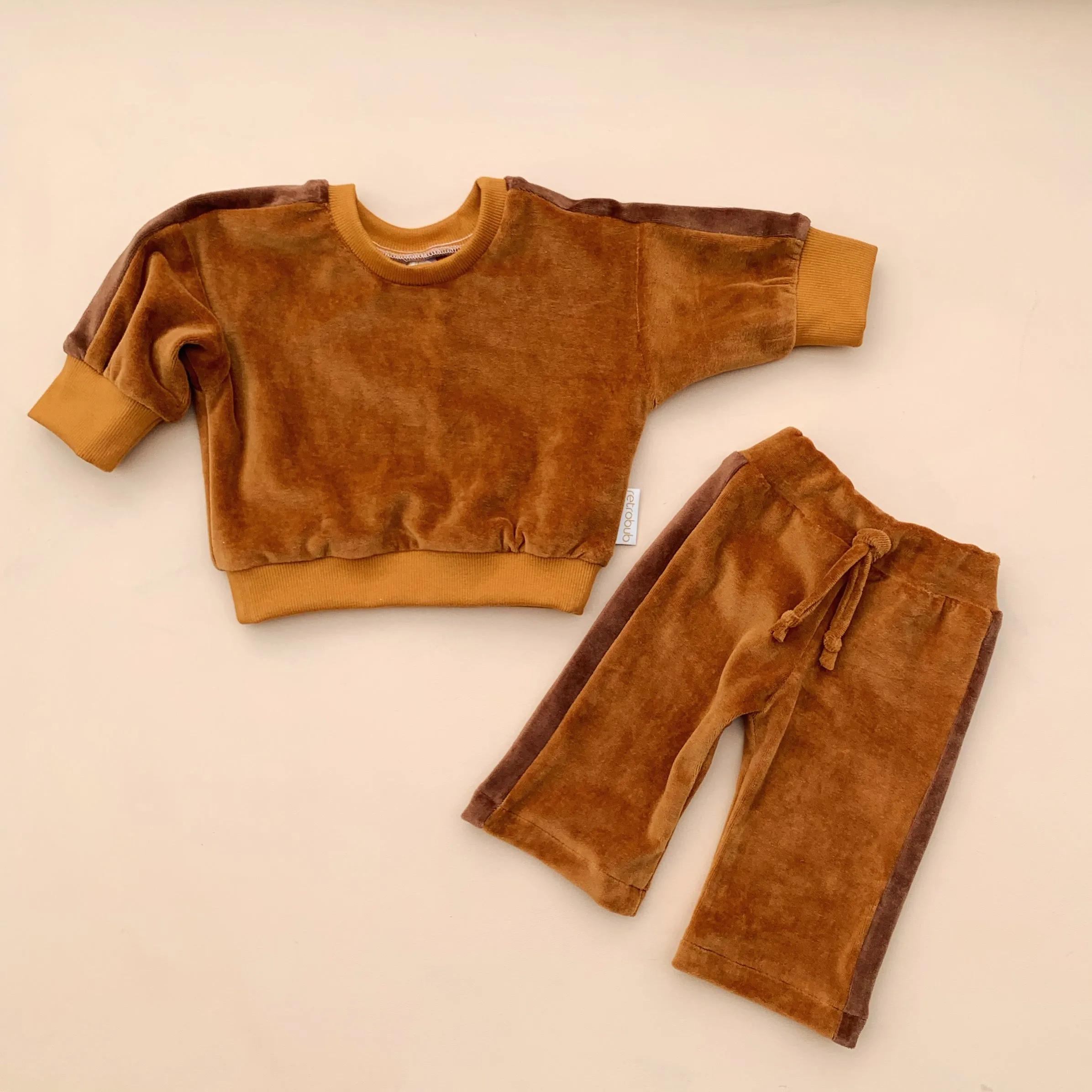 VELOUR baby baggy sweater - CARAMEL stripe