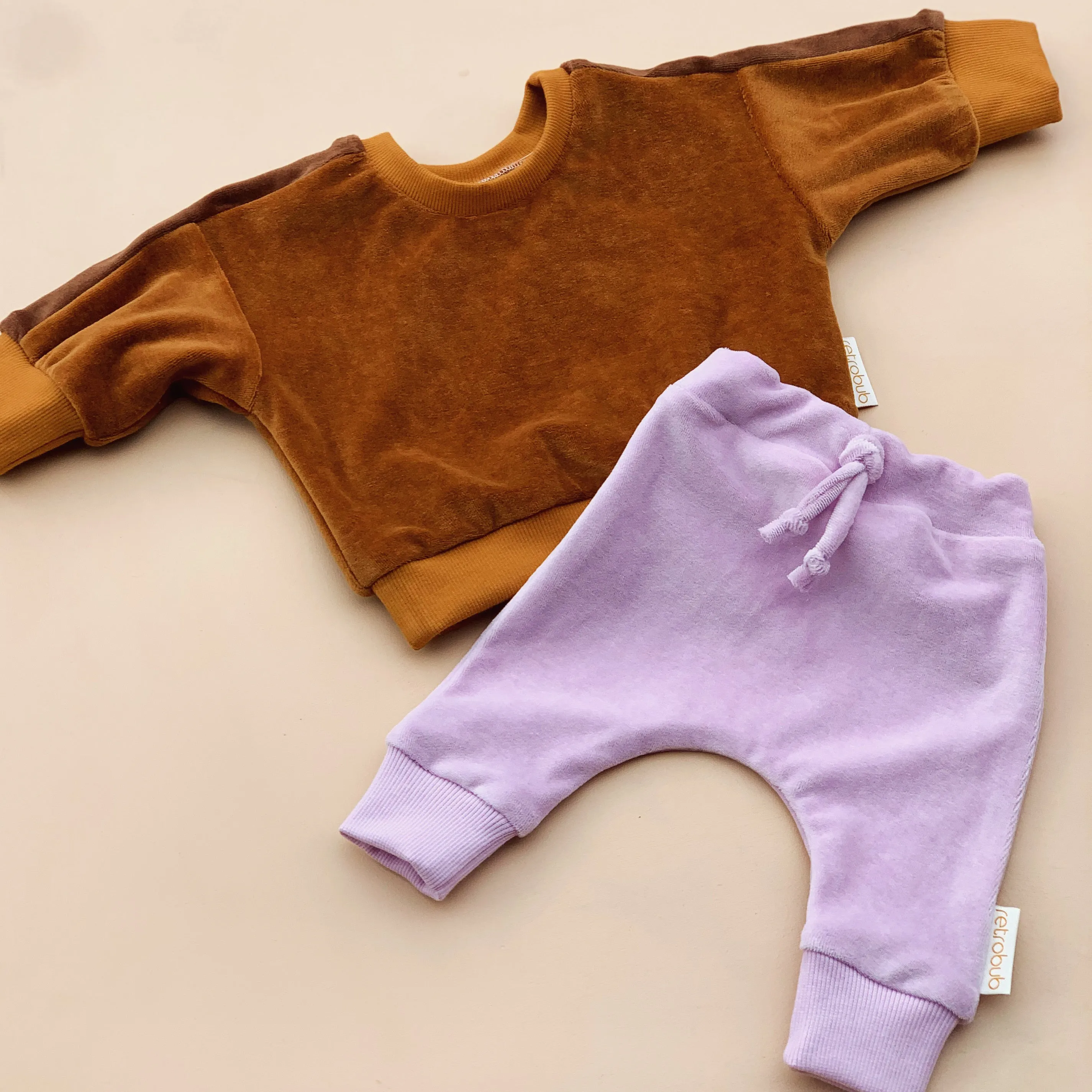 VELOUR baby baggy sweater - CARAMEL stripe