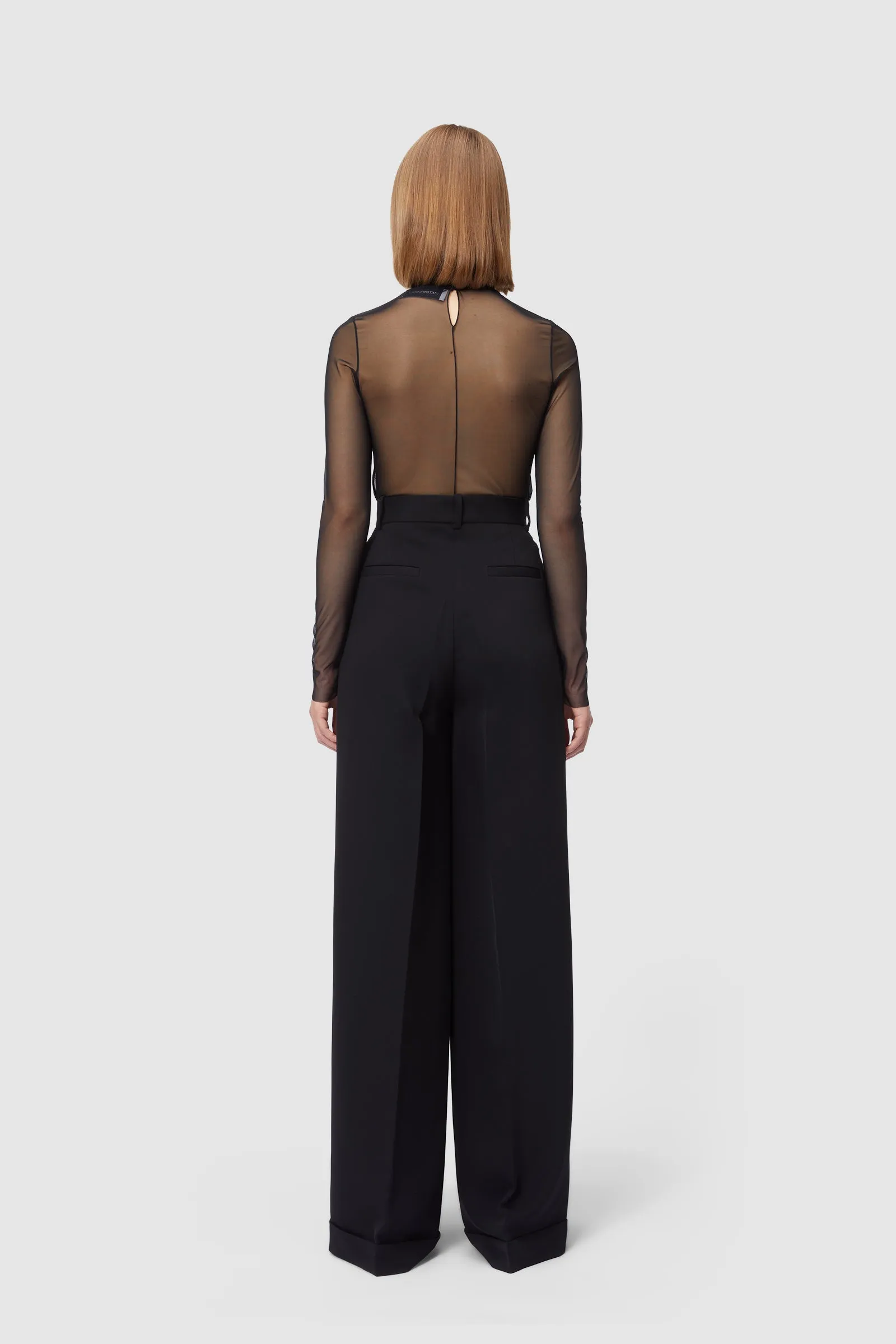 WAISTED TAILORED BLACK TROUSER