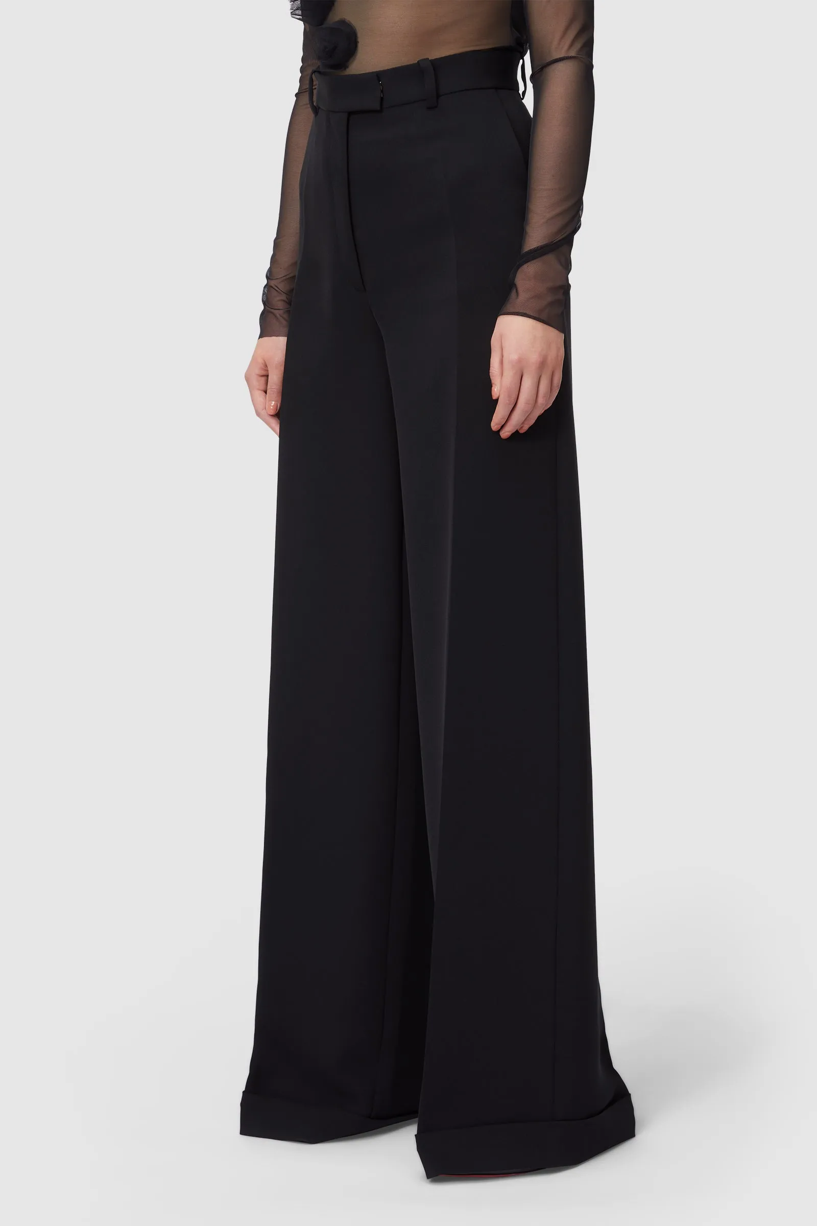 WAISTED TAILORED BLACK TROUSER