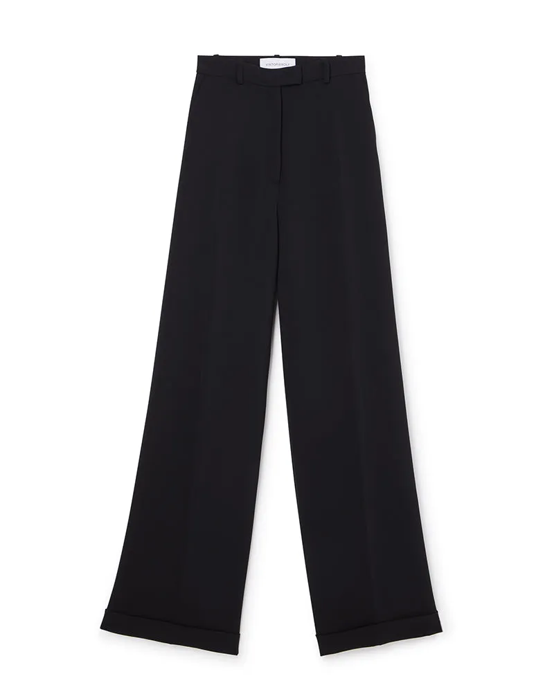 WAISTED TAILORED BLACK TROUSER